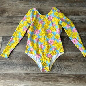 Girls Long Sleeve Floral Bathing Suit Size 10